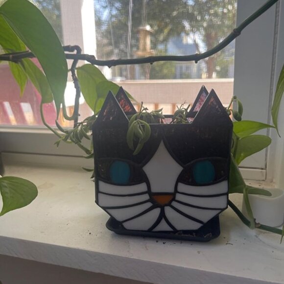 NEW Cute Cat Stained Glass Flower Pots,Indoor and Outdoor Plant Displays - Picture 8 of 8